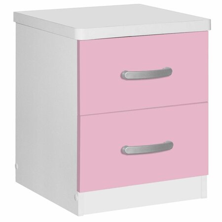 BETTER HOME Cindy Faux Wood 2 Drawer Nightstand, Pink & White - 20 x 17 x 16 in. NTR-2D-PNKWHT